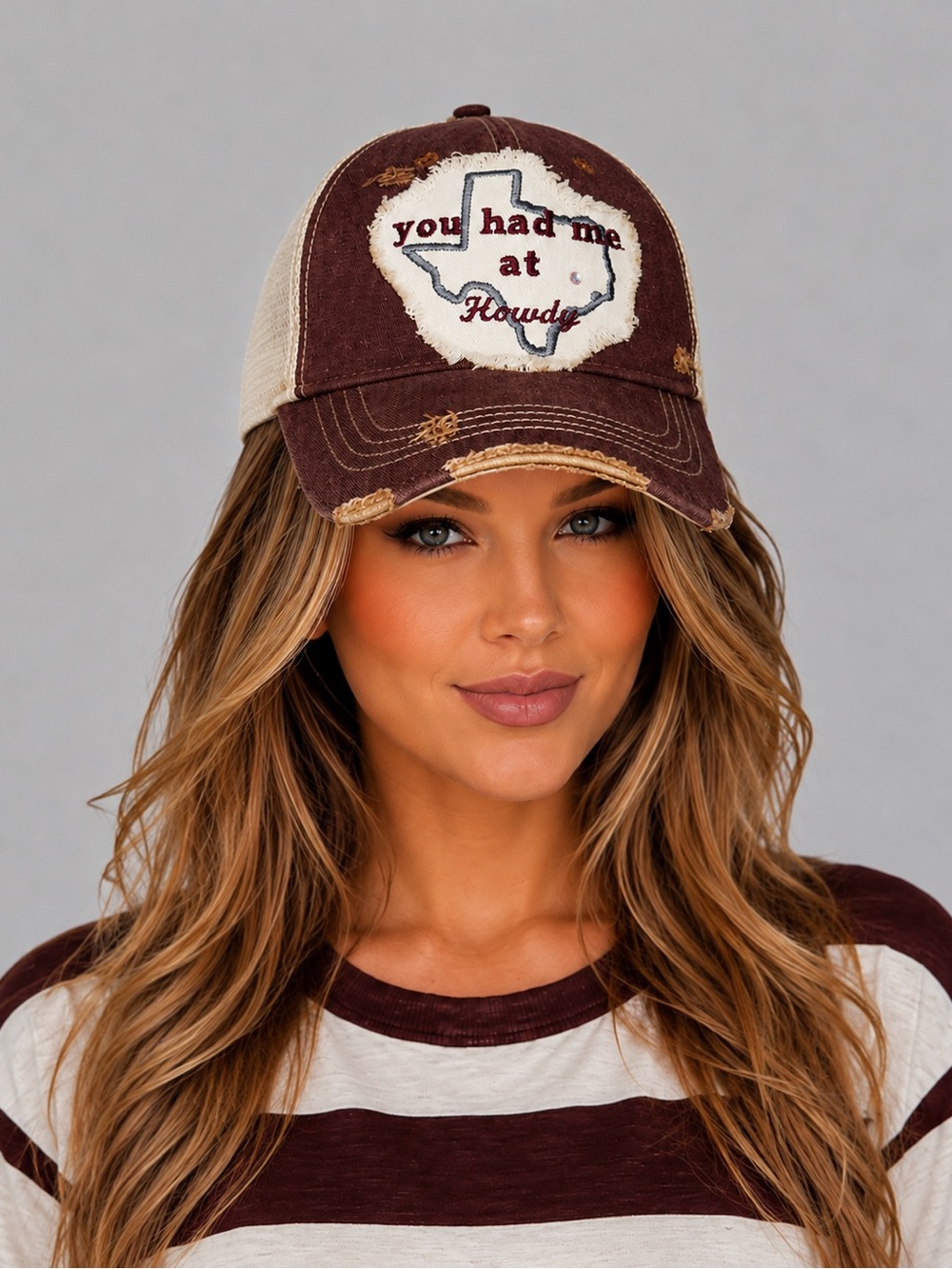 Brown 'You Had Me at Howdy' Distressed Baseball Cap